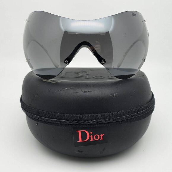 Christian Dior Ski 1 9A5 White Frame Grey Lens Sunglasses w/ Case Italy 141mm